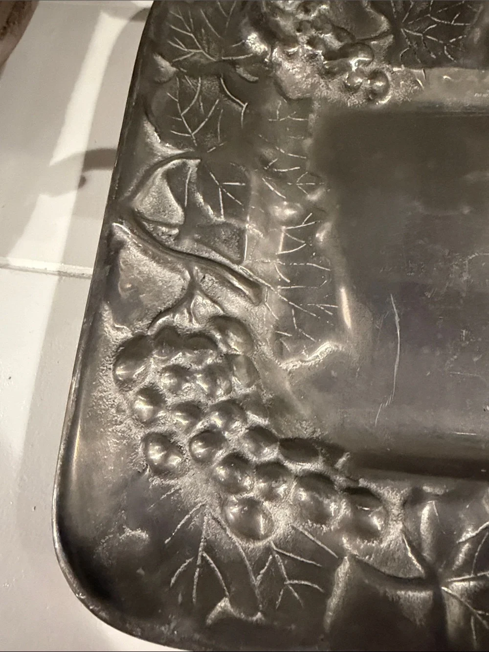Classic Pewter Decorative Serving Tray - Gray